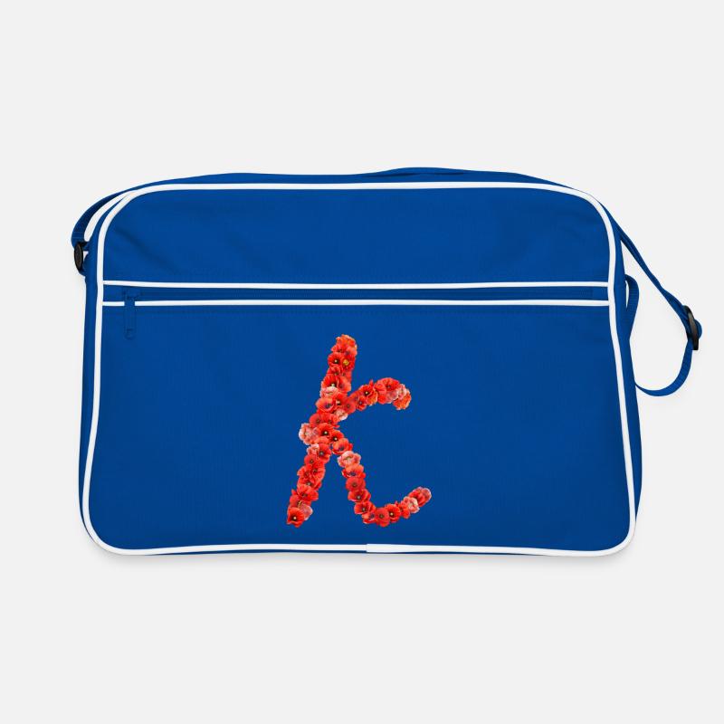 Initial K aus Mohnblumen Retro Tasche