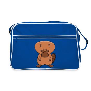 Mignon ornithorynque Kawaii Dessin animé australien d’animaux - Sac Retro - bleu/blanc - Devant