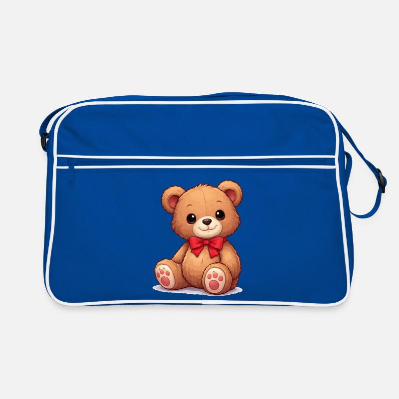 Cuddly bear with red ribbon Retro Bag