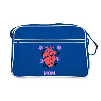 Anatomisches Herz Rosen Mom - Retro Tasche - Blau/Weiß - Vorne