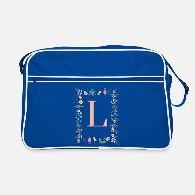 Florale Initialen "L", Buchstaben Monogramm  Retro Tasche