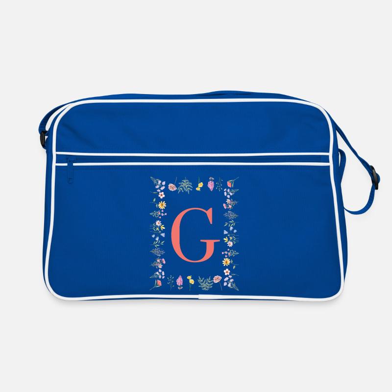 Florale Initialen "G", Buchstaben Monogramm Retro Tasche