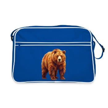 Geometrische Grizzlybär-Low-Poly-Kunst - Retro Tasche - Blau/Weiß - Vorne