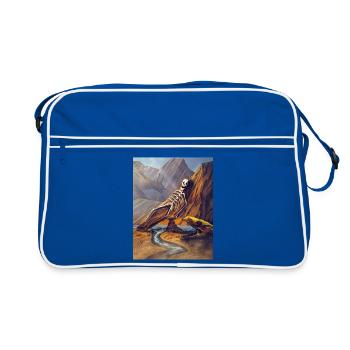 Drachenskelett in der Kanone - Retro Tasche - Blau/Weiß - Vorne