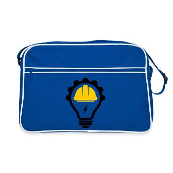 Electrician Construction Helmet Flash and Light Bulb - Retro Bag - blue/white - Front