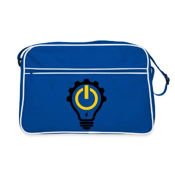 Electrician Light Bulb Lightning and Gear - Retro Bag - blue/white - Front