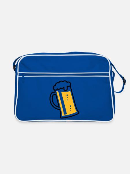 Maßkrug (Bier / Bierseidel / Bierglas / R /\/ 2C)  - Retro Tasche - Blau/Weiß - Vorne