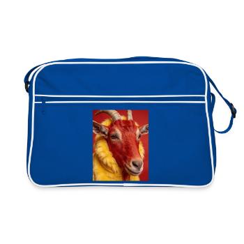 Chèvre rousse au pelage jaune - Sac Retro - bleu/blanc - Devant