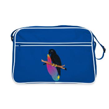 Deux perroquets sur le dessin de la bande dessinée de branche - Sac Retro - bleu/blanc - Devant