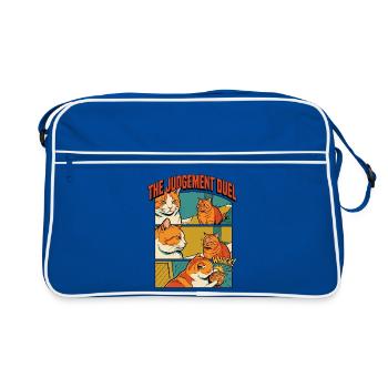Drôle de bande dessinée du duel des chats orange - Sac Retro - bleu/blanc - Devant