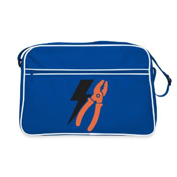 Elektriker Icon Emblem. – Motiv – Geschenkidee. - Retro Tasche - Blau/Weiß - Vorne