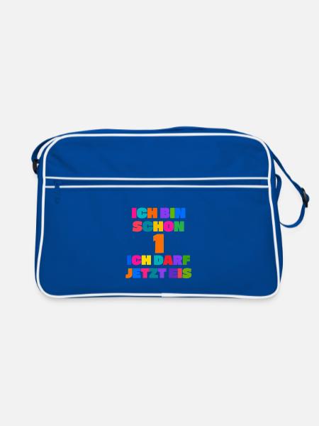 Erster Geburtstag Ein Jahr alt - Retro Tasche - Blau/Weiß