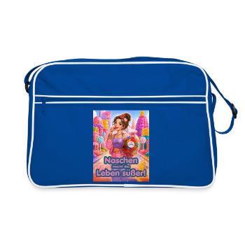 Naschen macht das Leben süßer Design für Poster - Retro Tasche - Blau/Weiß - Vorne