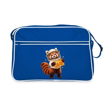 Roter Panda-Imker mit Wabenwabe - Retro Tasche - Blau/Weiß - Vorne