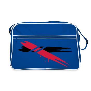 deux bandes de couleur avec des bandes horizontale - Sac Retro - bleu/blanc - Devant