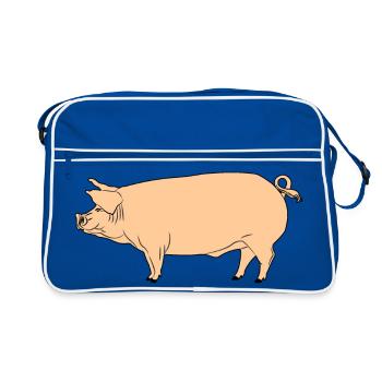 Pink pig - Retro Bag - blue/white - Front