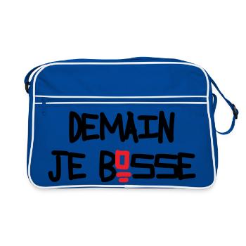 Demain je bosse humour flemme procrastination - Sac Retro - bleu/blanc - Devant