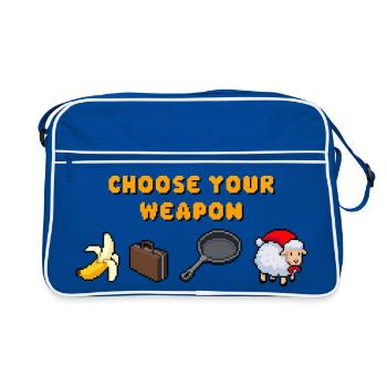 Wähle deine Waffe - Retro Tasche - Blau/Weiß - Vorne