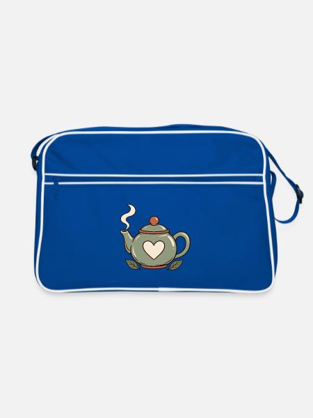 Tee und Zitrone – Teekanne - Retro Tasche - Blau/Weiß