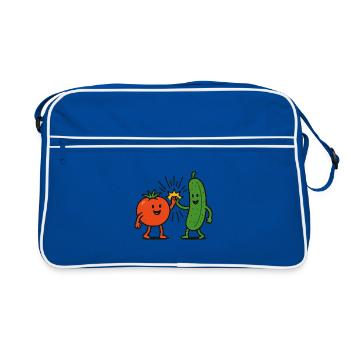 Veggie Bros - Retro Tasche - Blau/Weiß - Vorne