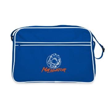 Maligator - Belgian Malinois Wilsigns Hundemotiv - Retro Tasche - Blau/Weiß - Vorne