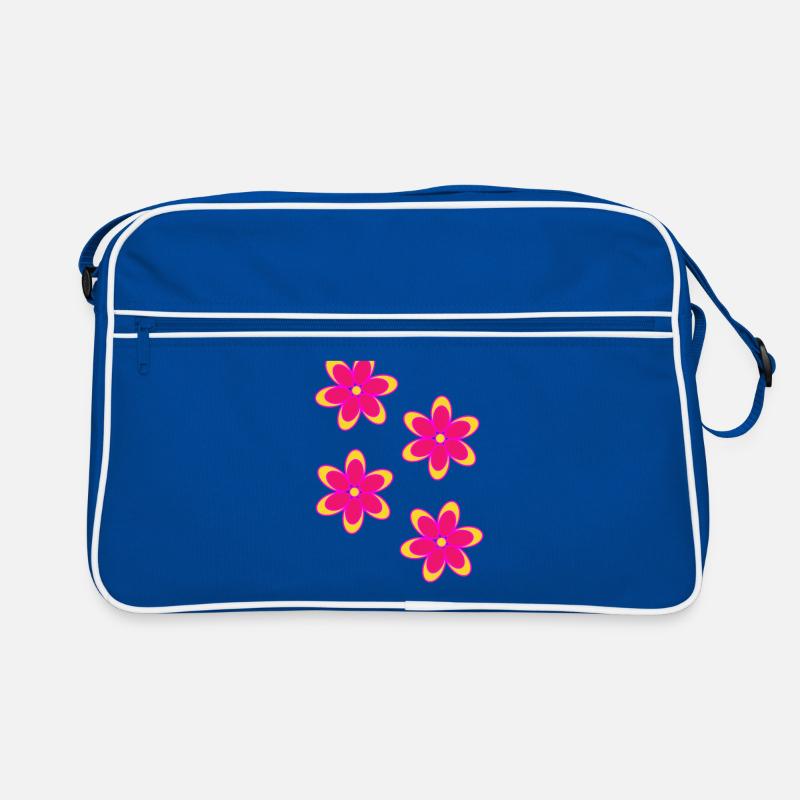 Bunte Blumen - Retro Tasche - Blau/Weiß
