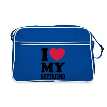 I love my boyfriend - J'aime mon ami - Sac Retro - bleu/blanc - Devant