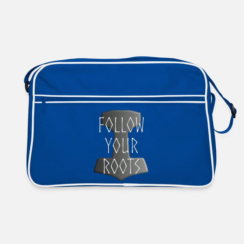 Mjölnir Donar Hammer Thor - Suivez votre gris Roots - Sac Retro - bleu/blanc