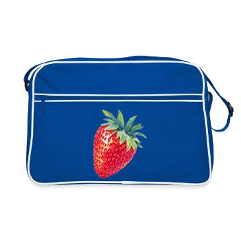 Erdbeere - Retro Tasche - Blau/Weiß - Vorne
