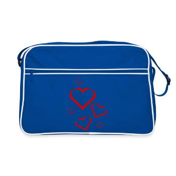 coeur rouge coeur rouge coeur rouge cadeau - Sac Retro - bleu/blanc - Devant