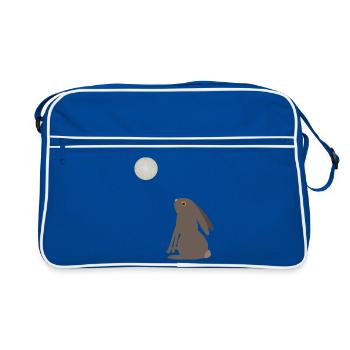 Magical Wiccan Hare and Pentacle Moon - Retro Bag - blue/white - Front