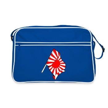 Aufgehende Sonne Flagge auf Stick - Retro Tasche - Blau/Weiß - Vorne
