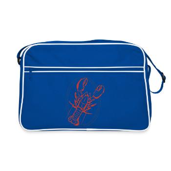 Vintage Red Lobster Illustration on Navy - Retro Bag - blue/white - Front