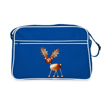 Lustiges Kastanien-Rentier – Bastelspaß & Kindheit - Retro Tasche - Blau/Weiß - Vorne