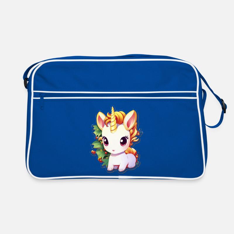 Licorne dans la forêt de fête avec du gui Sac Retro