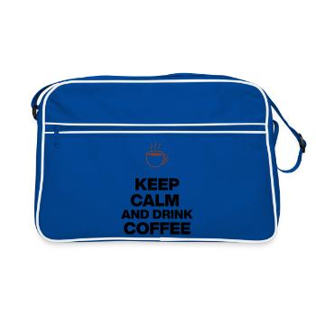 KEEP CALM AND DRINK COFFEE, KAFFEE JUNKIE GESCHENK - Retro Tasche - Blau/Weiß - Vorne