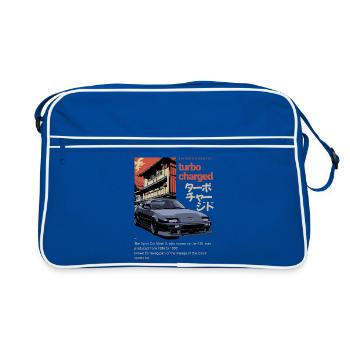 Turbocharged A70 Supra Car Retro Graphic - Retro Bag - blue/white - Front