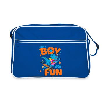Einfach ein Junge, der Spaß liebt, lustiges Hemd-Kind - Retro Tasche - Blau/Weiß - Vorne