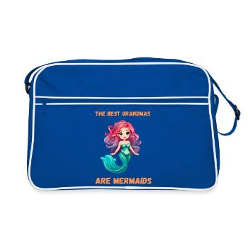 Die besten Großmütter sind Meerjungfrauen Oma Ocean Vibe Art - Retro Tasche - Blau/Weiß - Vorne