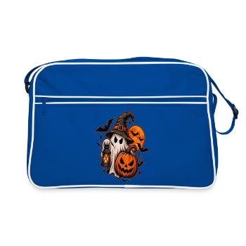 Spukhaftes Halloween Design - Retro Tasche - Blau/Weiß - Vorne