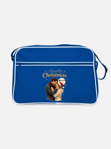 Romantische Weihnachtsumarmungen - Retro Tasche - Blau/Weiß