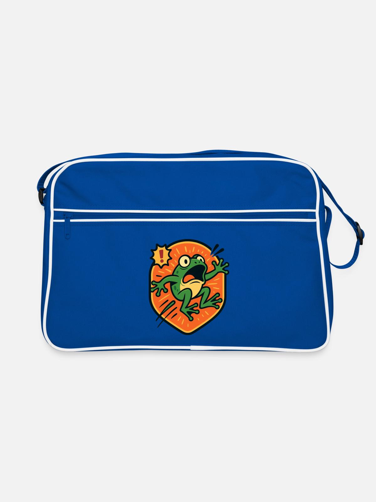 Panic Frog badge - Retro Bag - blue/white - Front