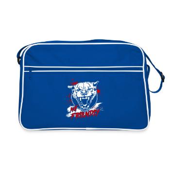 Not Friendly Spruch Hunde Hund Wilsigns - Retro Tasche - Blau/Weiß - Vorne