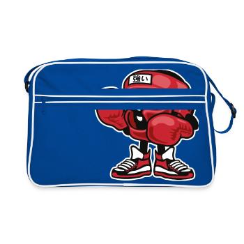 CARTOON BOXER - Comic und Cartoon Motiv Shirt - Retro Tasche - Blau/Weiß - Vorne