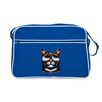 Chat cool avec lunettes de soleil et bandana - Sac Retro - bleu/blanc - Devant