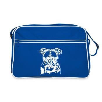American XXL Bulldog cool Dog Portrait Wilsigns - Retro Bag - blue/white - Front