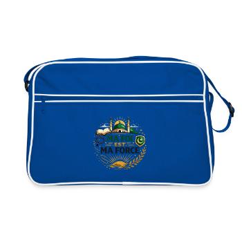 Muslimische religiöse Botschaft, islamische Spiritualität - Retro Tasche - Blau/Weiß - Vorne