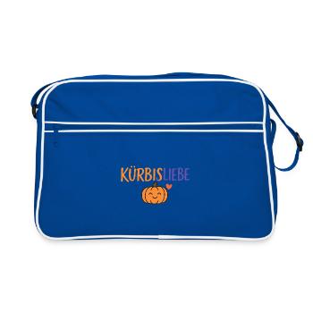Kürbisliebe Comic Design - Retro Tasche - Blau/Weiß - Vorne