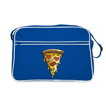 J'aime la pizza - tranche de pizza - coeur - -gift Comic - Sac Retro - bleu/blanc - Devant