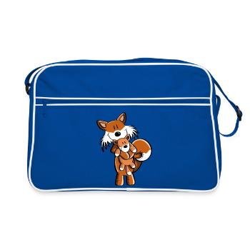 Fuchs avec bébé renard - cadeau comique - enfants - Sac Retro - bleu/blanc - Devant